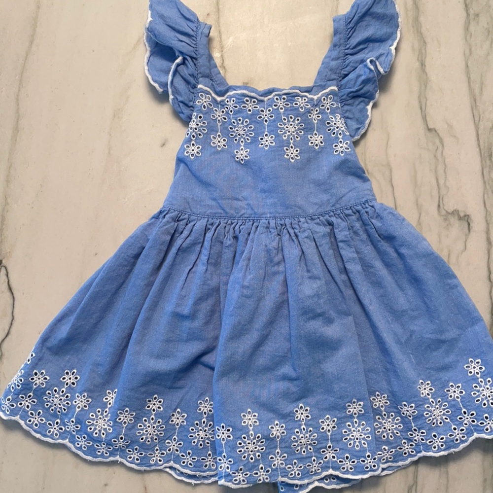 Cat and Jack Cross Back Eyelet Detail Flutter Sleeve Dress